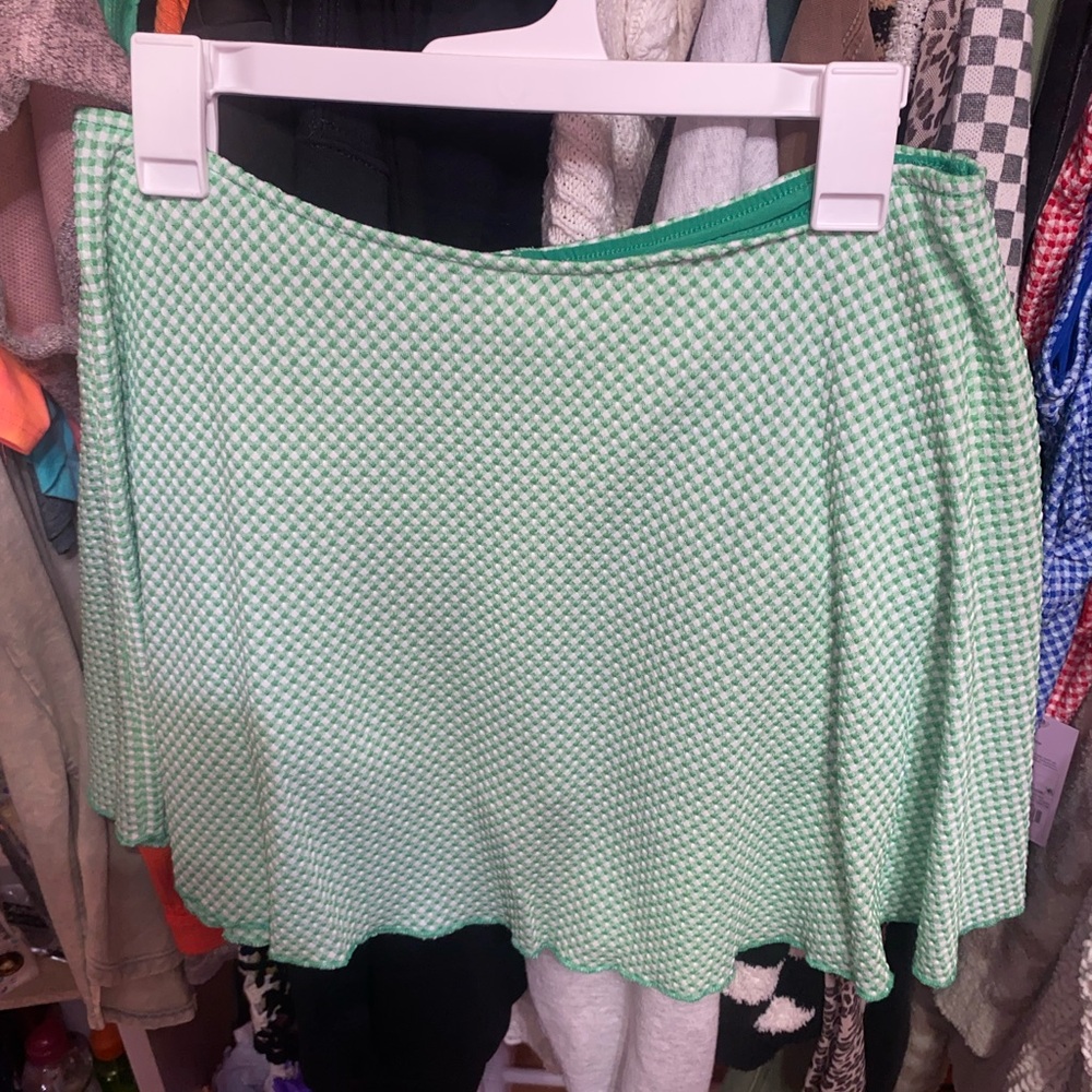 Wild Fable Green Checkered Skater Skirt